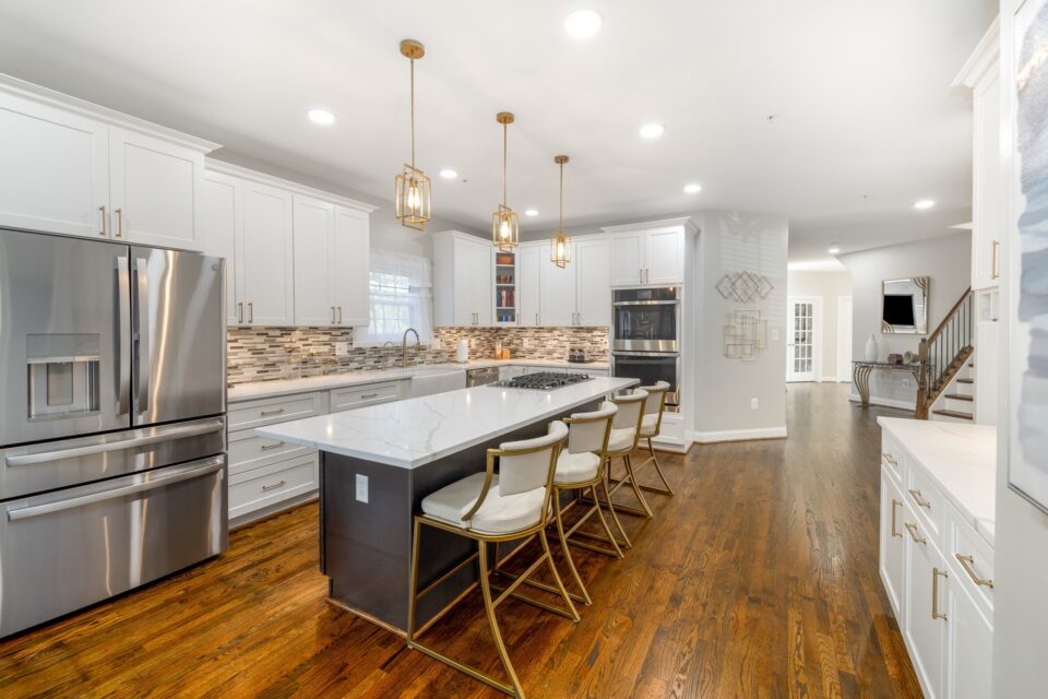 Two Tone Island Gourmet Suite - Transitional Gourmet Kitchen & Calacatta Quartz Island by Sam's Remodeling