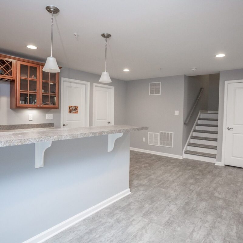 Basement finishing - wet bar and open rec room